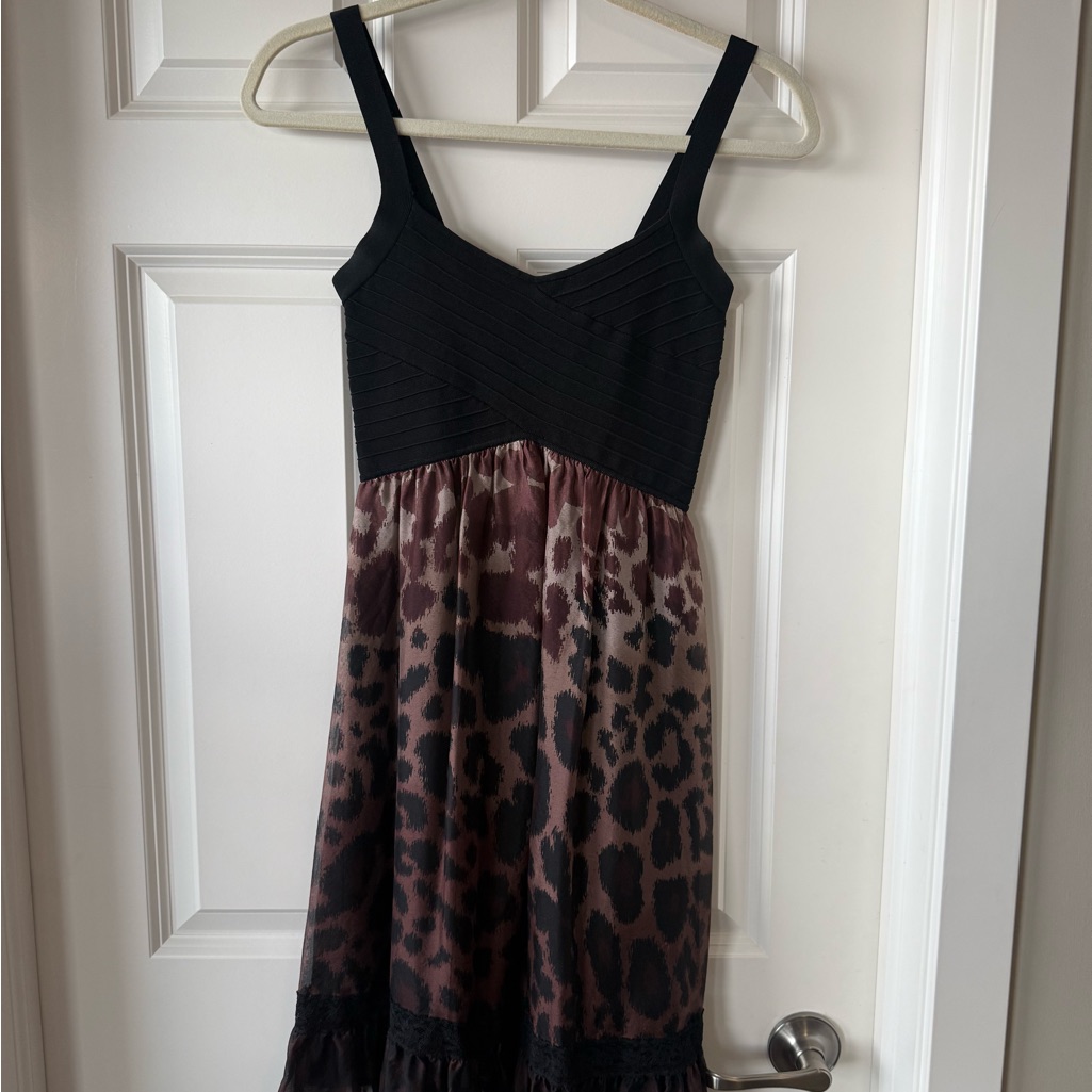 Bebe Black Ribbed V-Neck Tank Dress
